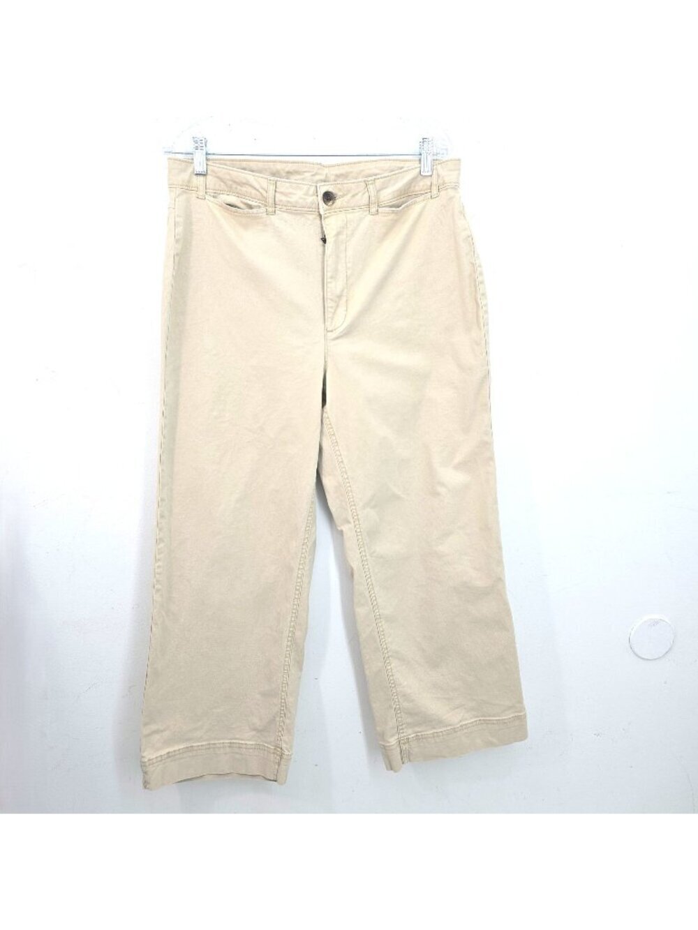 VTG Y2K Old Navy Beige Wide Leg Ankle Crop Trouser Pants Women Size 14